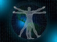 digital, binary, technology, human, vitruvian, data, code, earth, globe, matrix, science, connection, information, future, artificial intelligence, man, woman, network, virtual, cyber